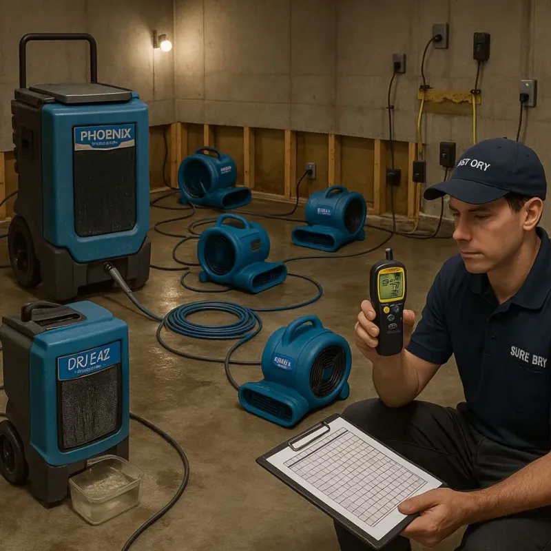 Structural Drying and Dehumidification process in Medford, MN